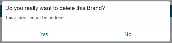 Screenshot of message confirmig brand deletion
